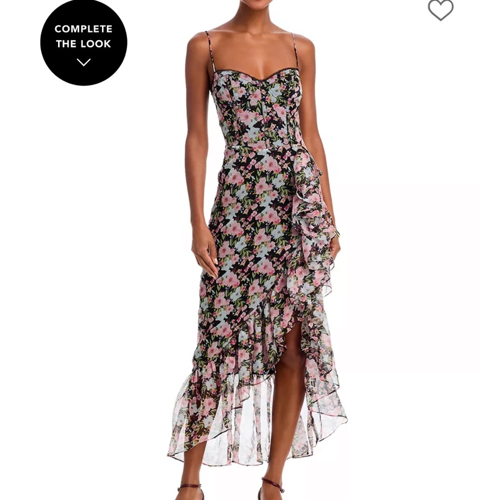 Astr Asymmetrical Floral Dress in Pink and Black